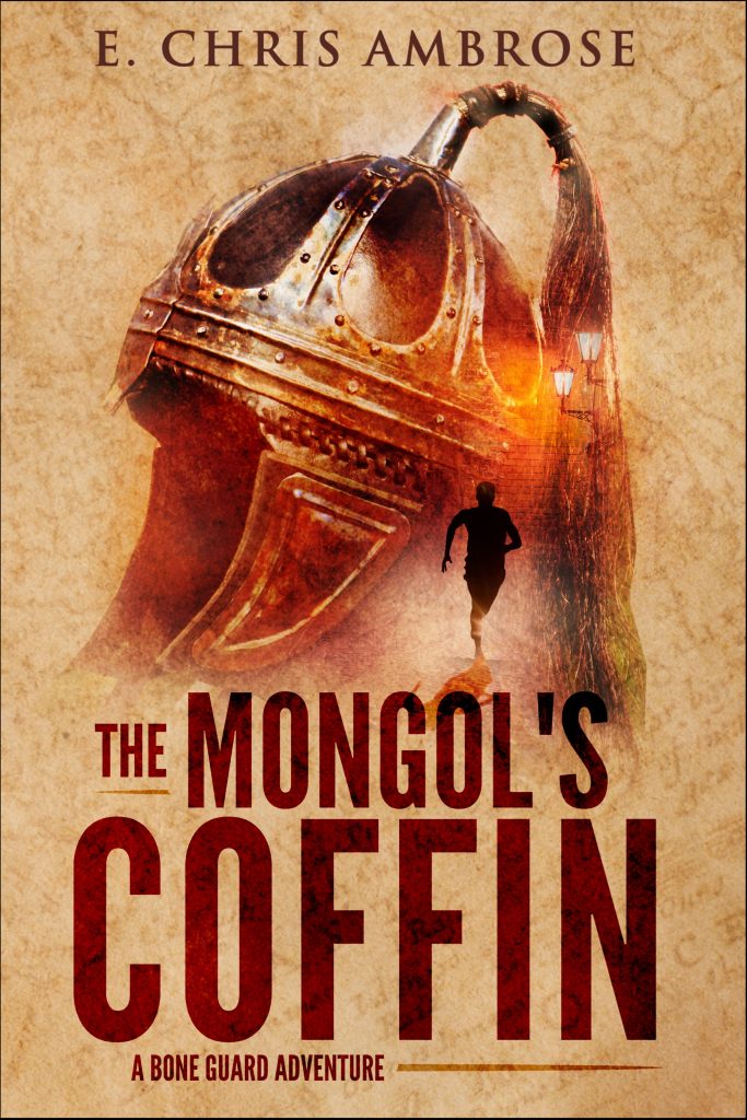 cover for The Mongol's Coffin includes a Mongolian helmet