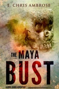 Maya Bust cover features a running figure near a pyramid and skull carving